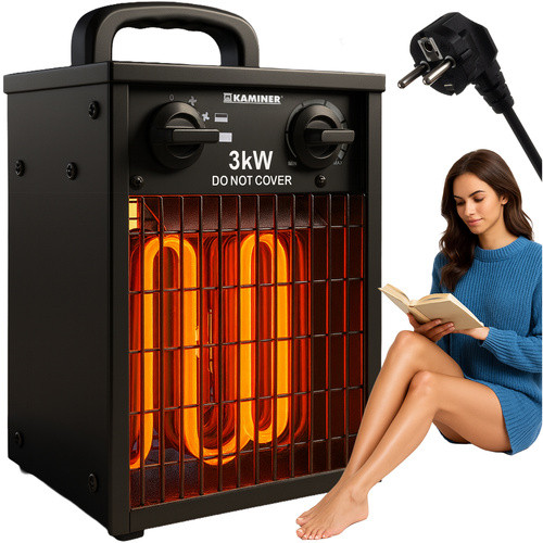 Incalzitor electric 3000W, cu ventilator si termostat, suprafata 30 m, protectie supraincalzire, IPX4 - imagine 9